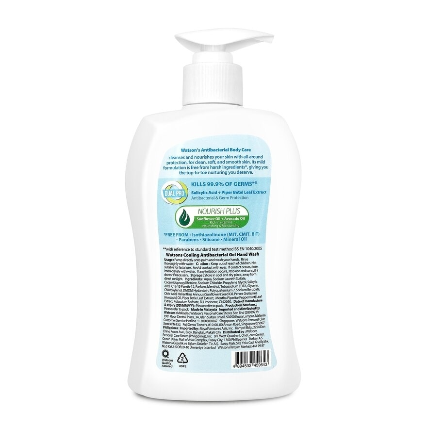 Anti-Bacterial Gel Hand Wash Mint 500ml