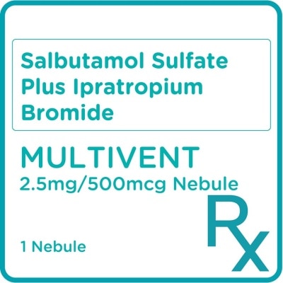 MULTIVENT Salbutamol (as Sulfate) + Ipratropium (as bromide) 2.5mg/500mcg 2.5ml 1 Nebule [PRESCRIPTION REQUIRED]