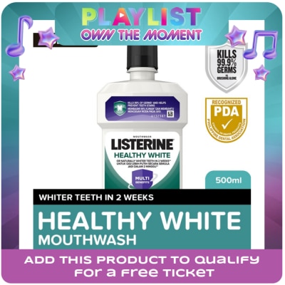 LISTERINE - Listerine Healthy White Mouthwash 500ml For Teeth Whitening, Mint Fresh to Fight Bad Breath