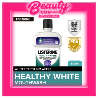 LISTERINE Listerine Healthy White Mouthwash 500ml For Teeth Whitening, Mint Fresh to Fight Bad Breath