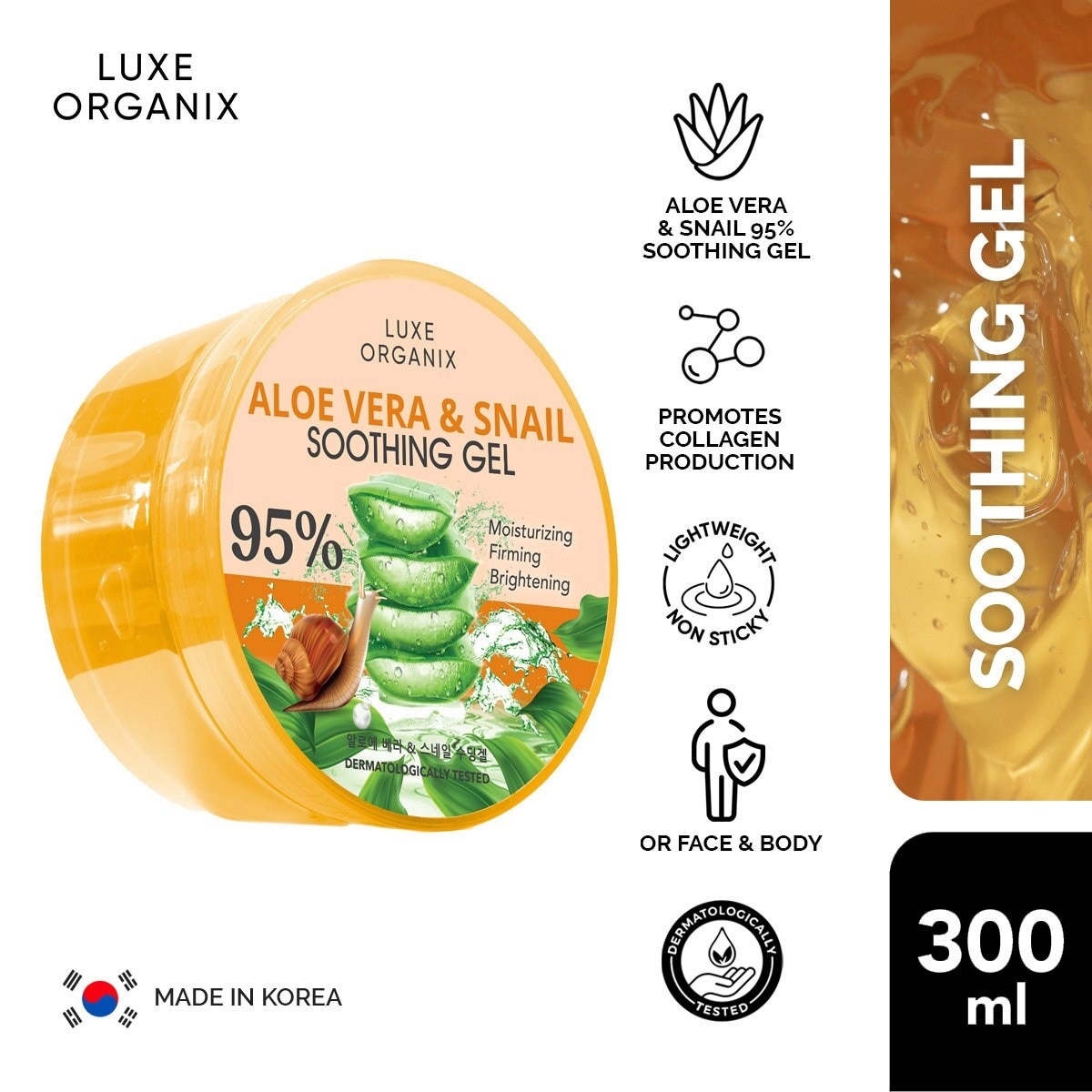 Luxe Organix Snail & Aloe Soothing Gel 95% 300ml