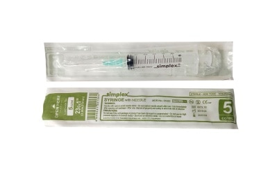 SIMPLEX Disposable Needle 5cc Ll G-23X1 1 Syringe with Needle