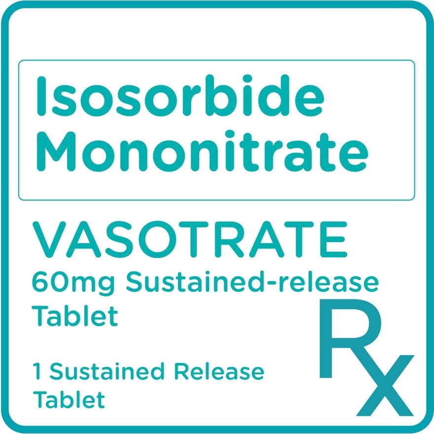 Vasotrate Isosorbide Mononitrate 60mg 1 Tablet [Prescription Required]