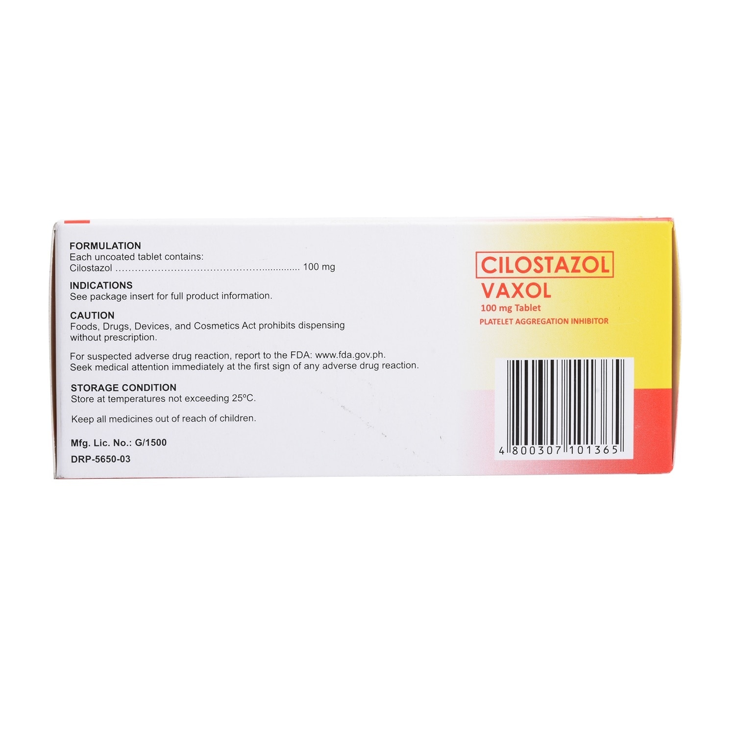 Cilostazol 100mg Tablet [PRESCRIPTION REQUIRED] (sold per piece)