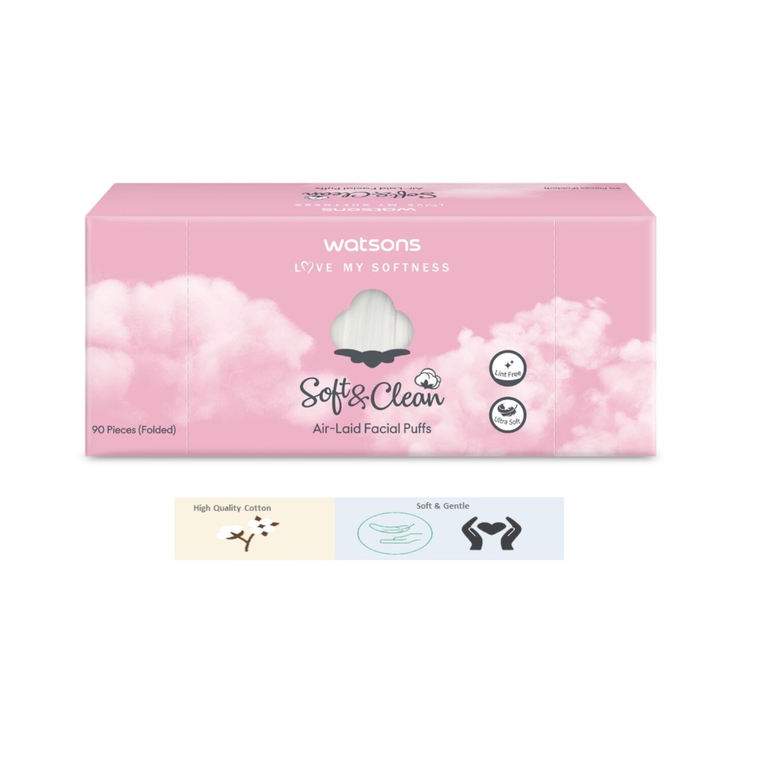 Soft & Clean Air-laid Facial Puffs 90 Sheets