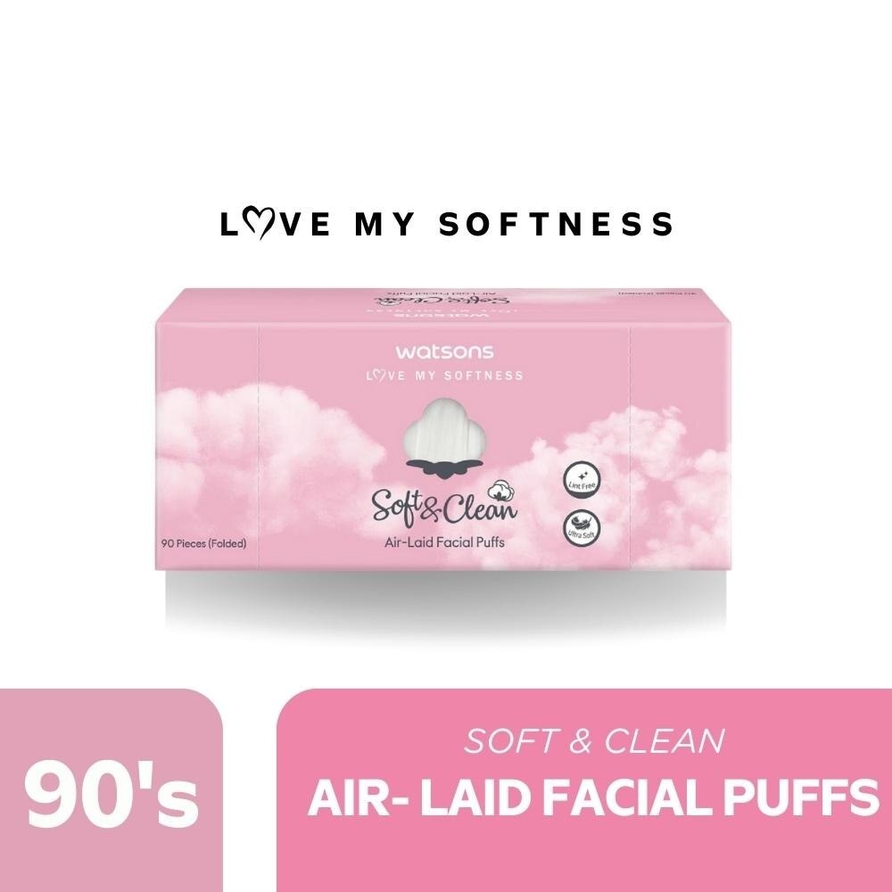 Soft & Clean Air-laid Facial Puffs 90 Sheets