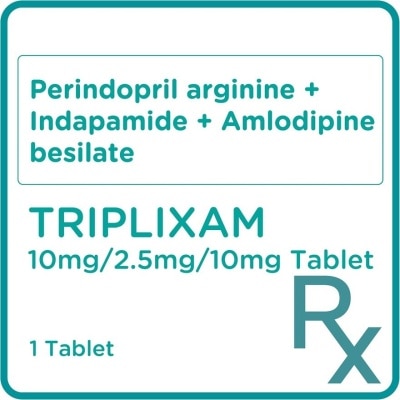 TRIPLIXAM Perindopril Arginine + Indapamide + Amlodipine besilate 10mg/2.5mg/10mg 1 Tablet [PRESCRIPTION REQUIRED] [PRESCRIPTION REQUIRED]