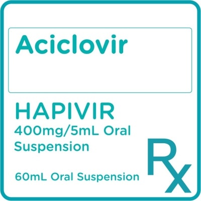 HAPIVIR Hapivir Aciclovir 400mg/5mL Oral Suspension 60ml [Prescription Required]