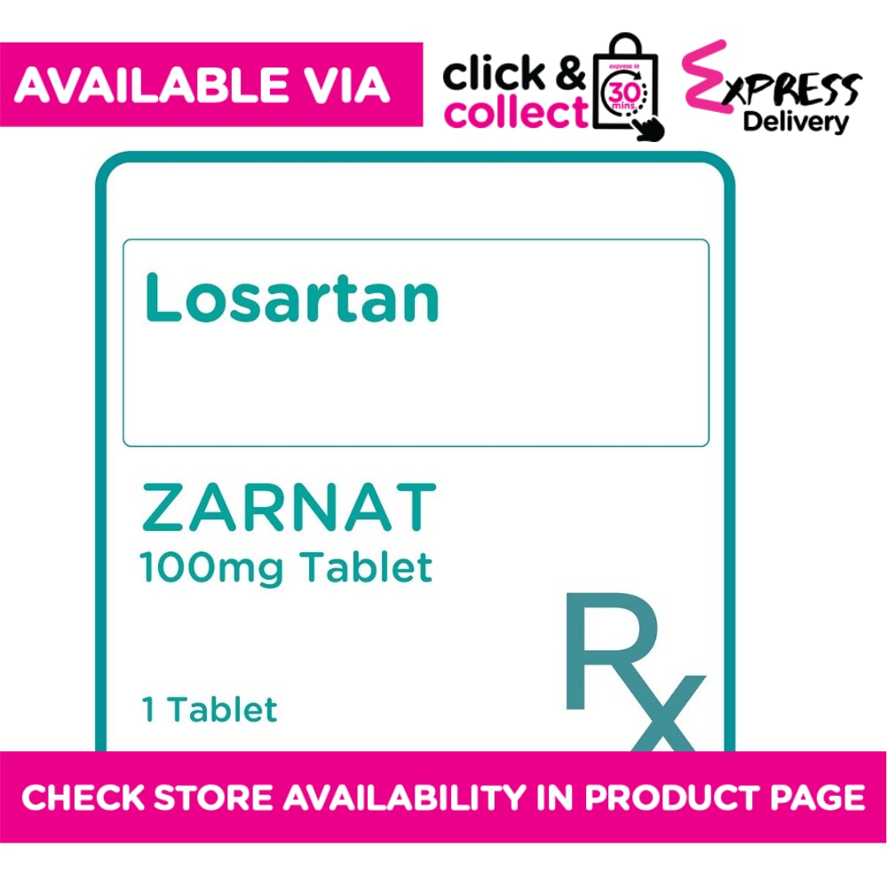 ZARNAT Losartan                                 100 mg Sold Per Piece [PRESCRIPTION REQUIRED]