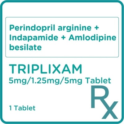 TRIPLIXAM Perindopril arginine + Indapamide + Amlodipine besilate 5mg/1.25mg/5mg 1 Tablet  [Prescription Required]