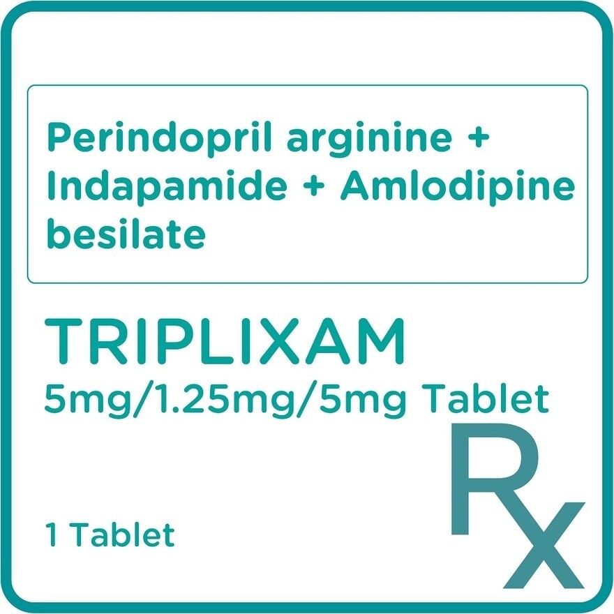TRIPLIXAM Perindopril arginine + Indapamide + Amlodipine besilate 5mg/1.25mg/5mg Sold Per Piece  [Prescription Required]
