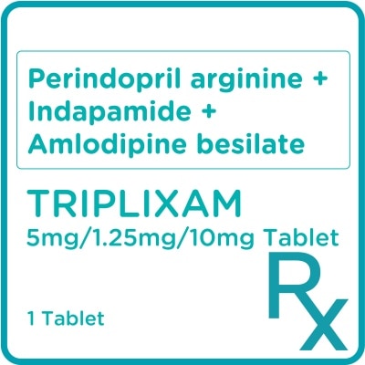 TRIPLIXAM TRIPLIXAM Perindopril arginine + Indapamide + Amlodipine besilate 5mg/1.25mg/10mg Sold Per Piece [Prescription Required]