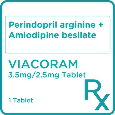 VIACORAM Perindopril arginine + Amlodipine besilate 3.5mg/2.5mg 1 Tablet [Prescription Required]