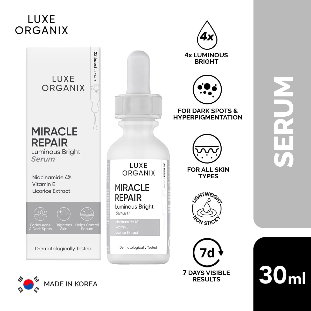 Luxe Organix Miracle Repair Niacinamide 4% Serum 30ml