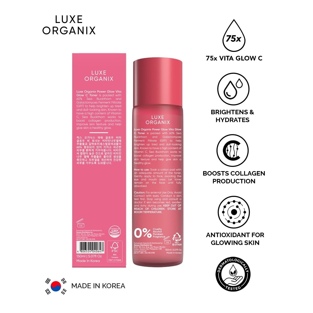 Luxe Organix Power Glow Vita Glow C Toner 150ml