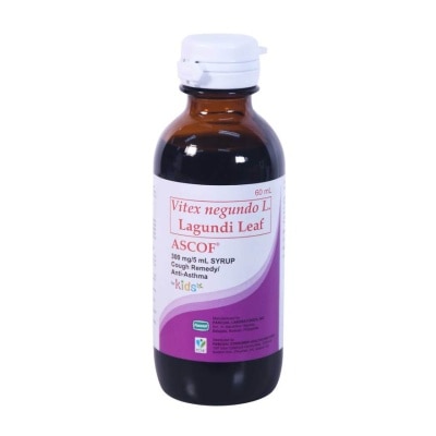 ASCOF Vitex negundo L. Lagundi Leaf 300mg/5ml Grapes Flavor Syrup For Kids 60ml