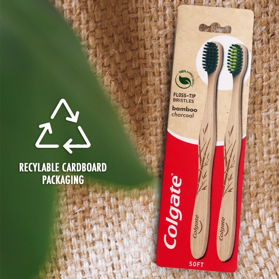 Natural Bamboo Charcoal Toothbrush Twin Pack (Soft)