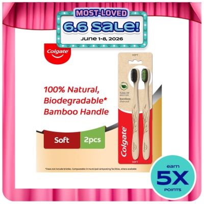 COLGATE - Natural Bamboo Charcoal Toothbrush Twin Pack (Soft)