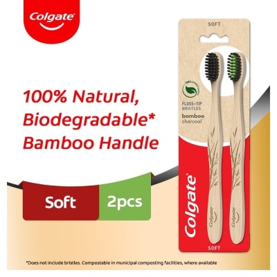 COLGATE Natural Bamboo Charcoal Toothbrush Twin Pack (Soft)