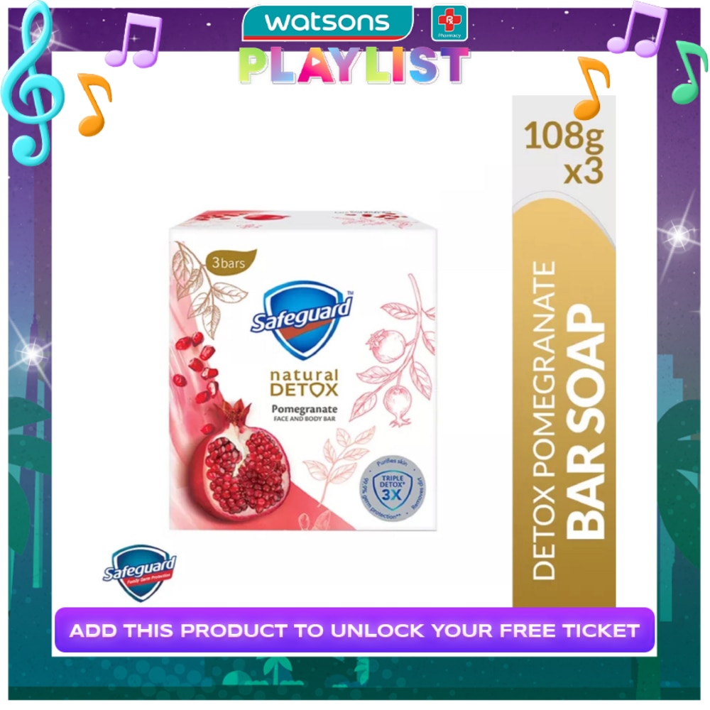 SAFEGUARD Detox Face and Body Bar Pomegranate 108gx3