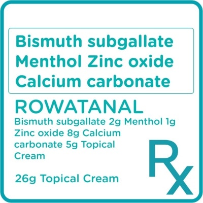 ROWATANAL Bismuth subgallate + Menthol + Zinc oxide + Calcium carbonate Topical Cream 26g [PRESCRIPTION REQUIRED]