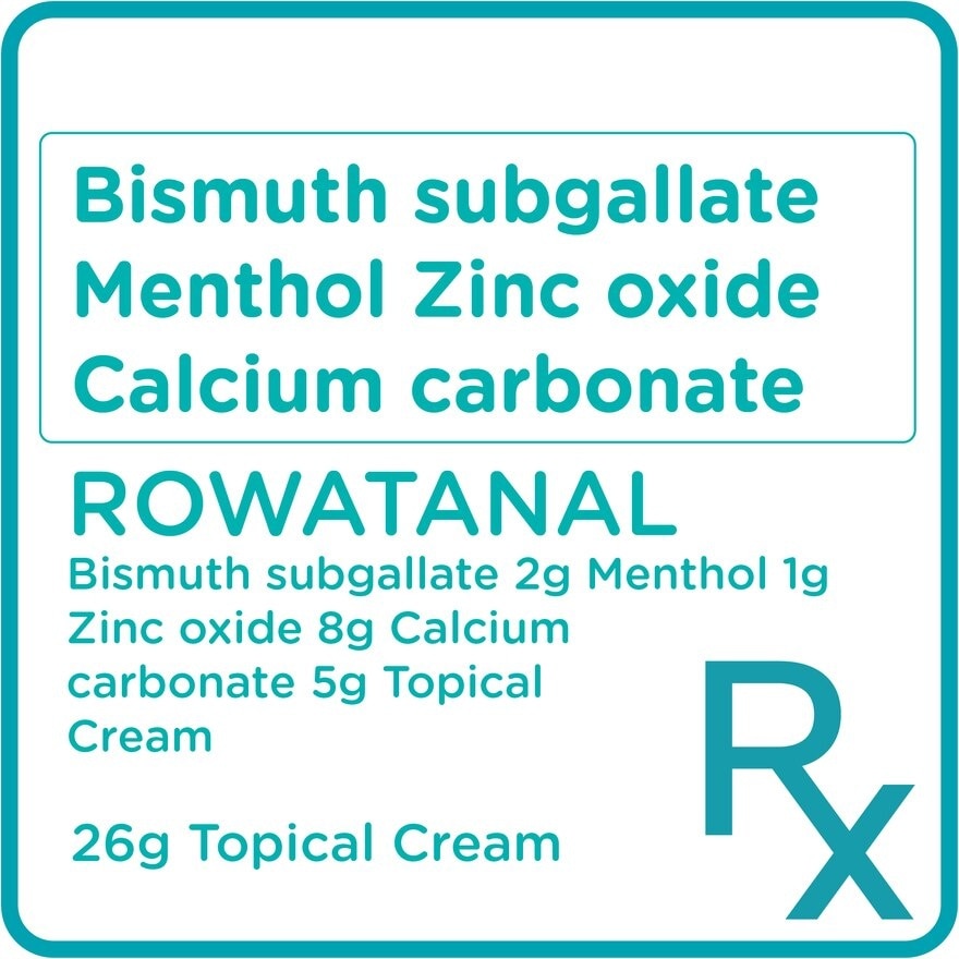 Bismuth subgallate + Menthol + Zinc oxide + Calcium carbonate Topical Cream 26g [PRESCRIPTION REQUIRED]