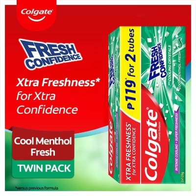 COLGATE Fresh Confidence Cool Menthol Fresh Toothpaste for Fresh Breath 120g Twin Pack