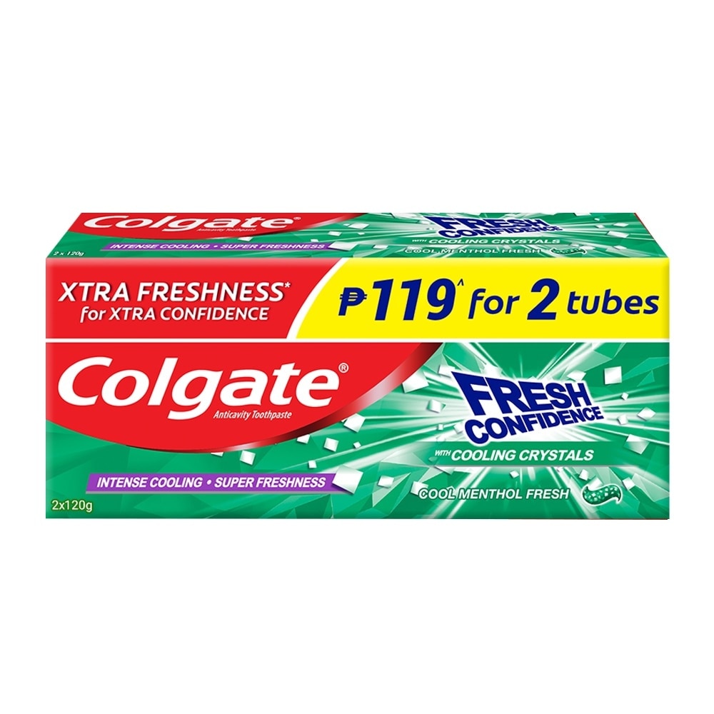 Fresh Confidence Cool Menthol Fresh Toothpaste for Fresh Breath 120g Twin Pack