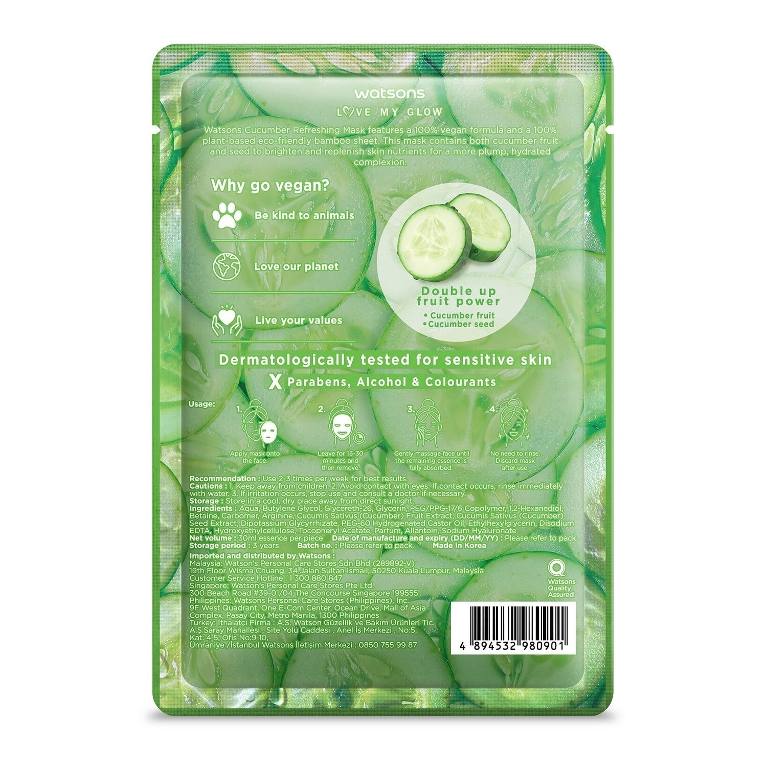 Refreshing and Moisturizing with Cucumber Extract Mask 1sheet