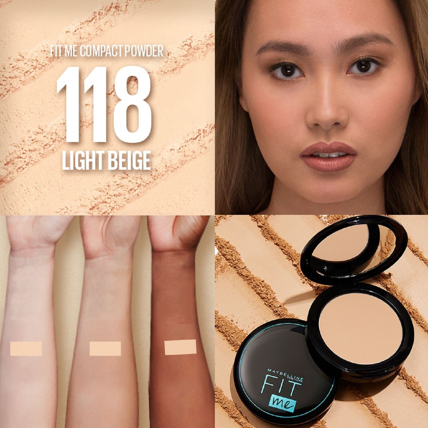 Fit Me Compact Powder [12HR Oil Control] - 118 Light Beige