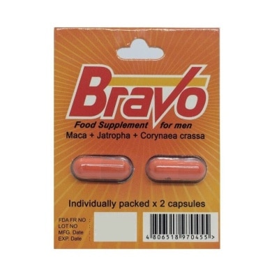 BRAVO Maca + Jatropha + Corynaea crassa Food Supplement For Men 2 Capsules