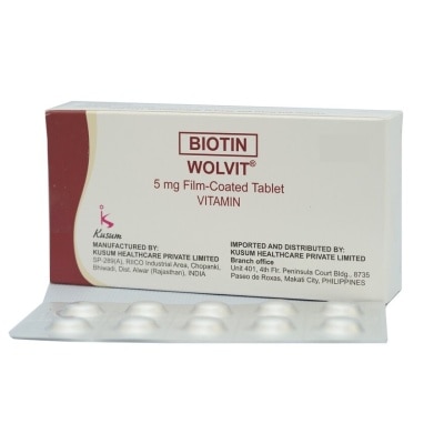 WOLVIT Biotin 5mg 1 Film-Coated Tablet