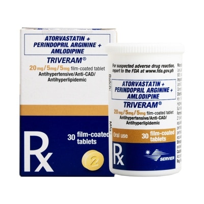 TRIVERAM Atorvastatin 20Mg, Perindopril Arginine 5Mg, Amlodipine 5Mg 1 Film-Coated Tablet [Prescription Required]