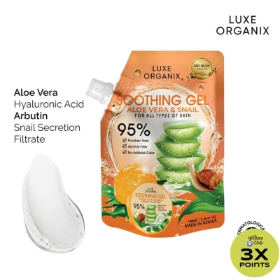 LUXE ORGANIX Luxe Organix Snail & Aloe Soothing Gel 95% 100ml Sachet