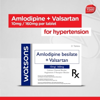 WATSONS GENERICS Amlodipine + Valsartan 10mg/160mg Film-Coated Tablet [PRESCRIPTION REQUIRED]