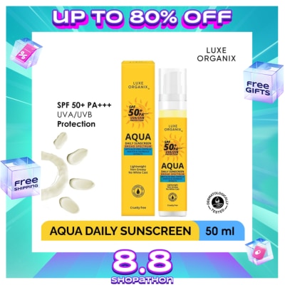 LUXE ORGANIX Luxe Organix Aqua Daily Sunscreen SPF50+ PA*** UVA/UVB Protection 50ml