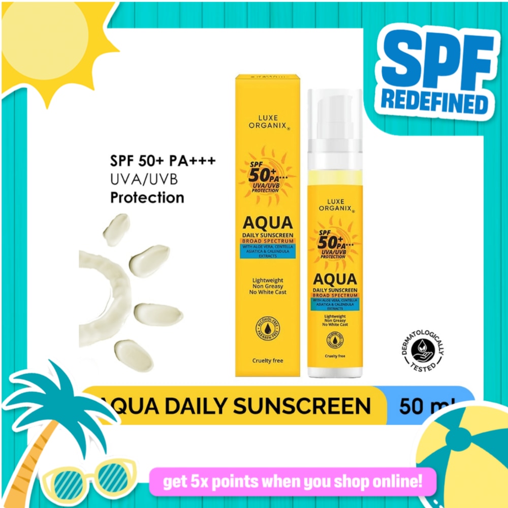 Luxe Organix Aqua Daily Sunscreen SPF50+ PA*** UVA/UVB Protection 50ml