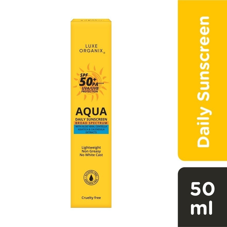 Luxe Organix Aqua Daily Sunscreen SPF50+ PA*** UVA/UVB Protection 50ml