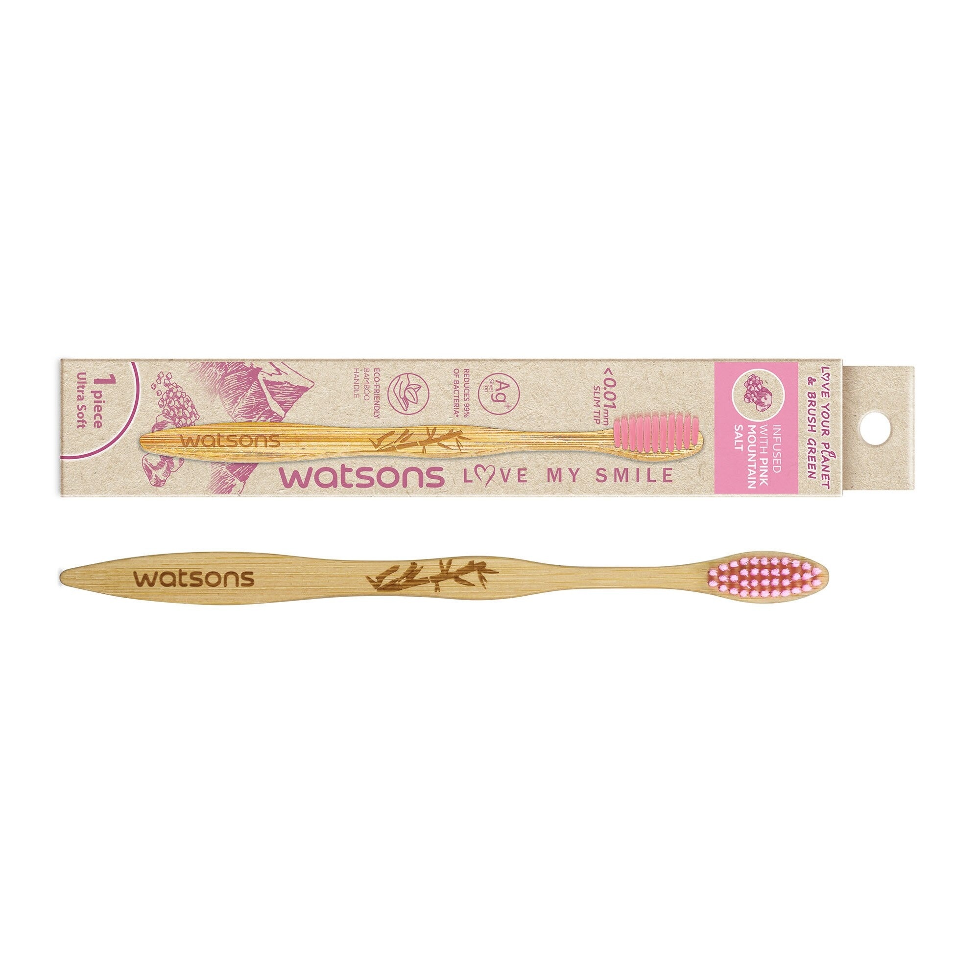 Pink Mountain Salt Bamboo Ultra Soft Toothbrush 1pc