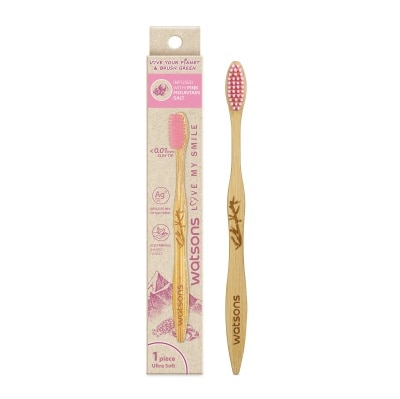 WATSONS Pink Mountain Salt Bamboo Ultra Soft Toothbrush 1pc