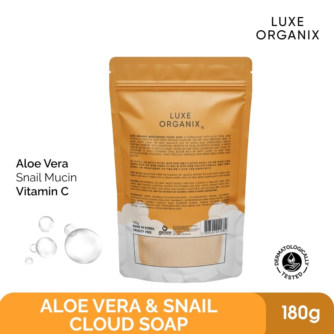 Luxe Organix Aloe Vera & Snail Moisturizing Cloud Soap 180g