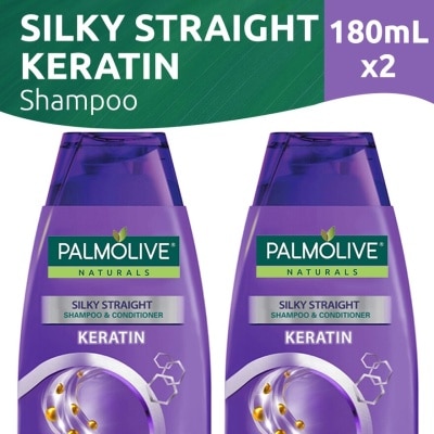 PALMOLIVE Naturals Silky Straight with Keratin Shampoo 180ml Twin Bottle