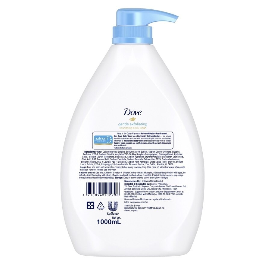 Dove Body Wash Gentle Exfoliating 1L