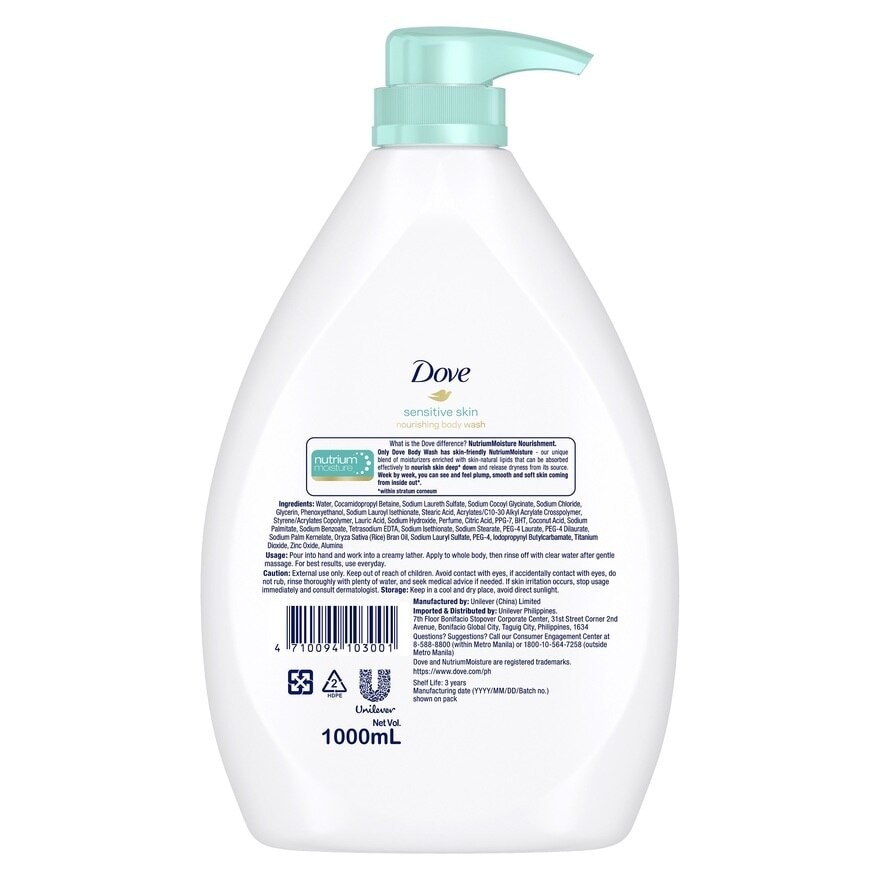 Dove Body Wash Sensitive Skin 1L