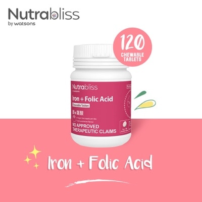 NUTRABLISS WS Longan & Jujube Powder + Iron + Wild Persimmon Powder+Folic Acid Food Supplement 120 Chewable Tablets