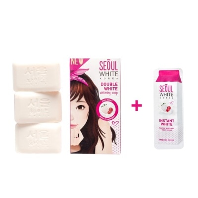 SEOUL WHITE Korea 3x90g Double White Soap FREE 3g Tone Up Cream Sachet