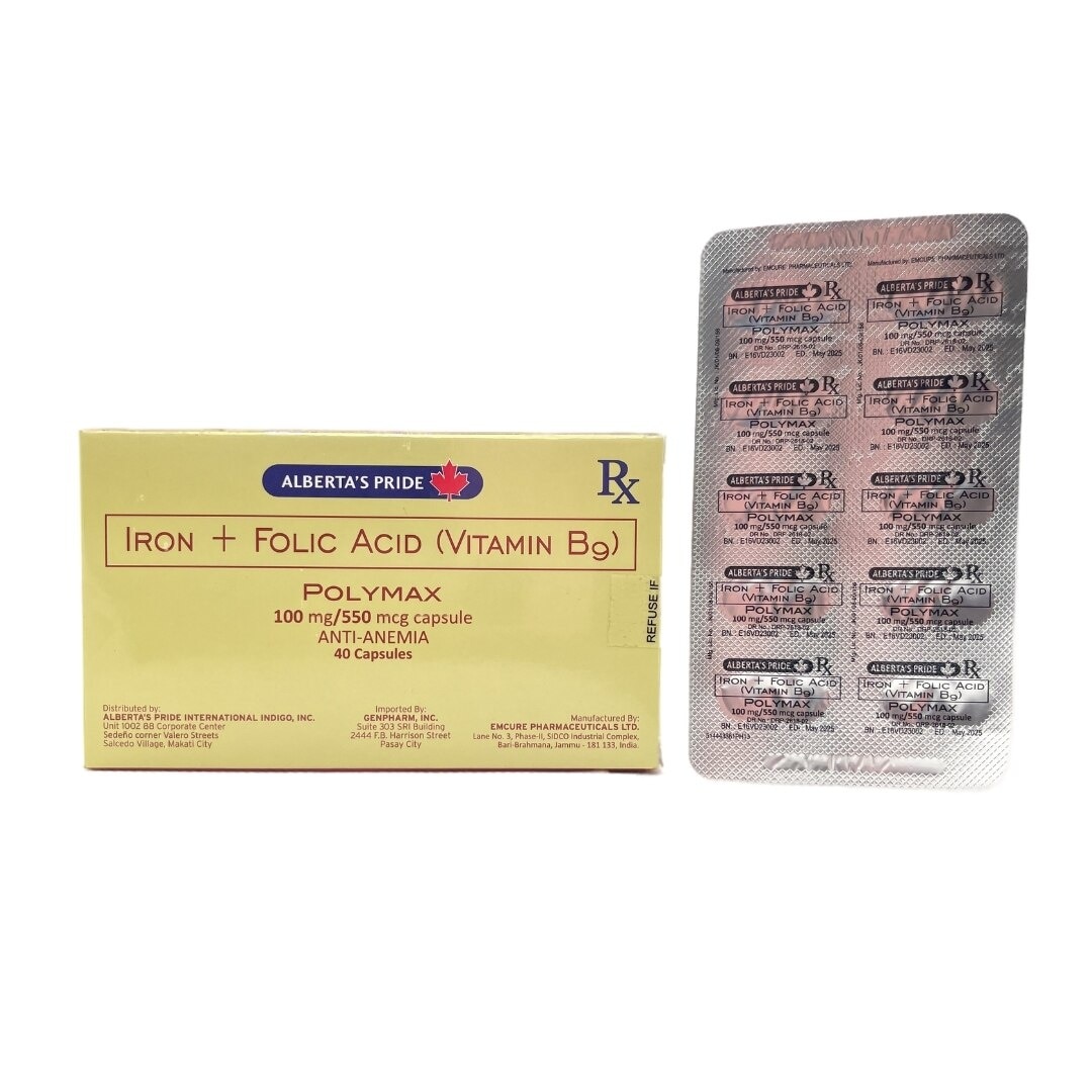 POLYMAX Iron Hydroxide Polymaltose Complex + Folic Acid 100mg/550mcg Sold Per Piece [Prescription Required]