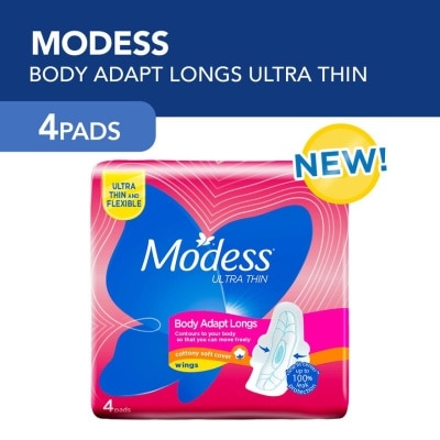 MODESS Modess Long Ultra Thin Body Adapt with Wings Sanitary Napkin 4s - Light Flow, Fast Absorbing