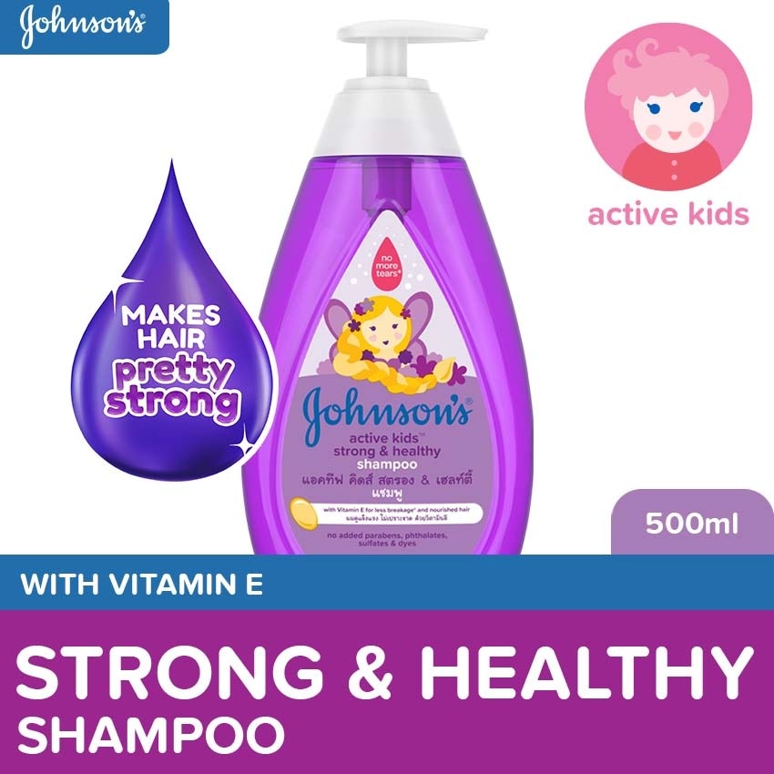 Johnson's Active Kids Strong & Healthy Baby Shampoo 500ml - Shampoo for Kids, For Kids Bath