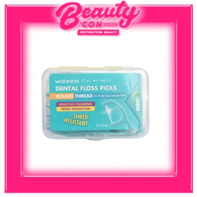 WATSONS Mint Round Thread Dental Floss Picks 50s x 1 Box